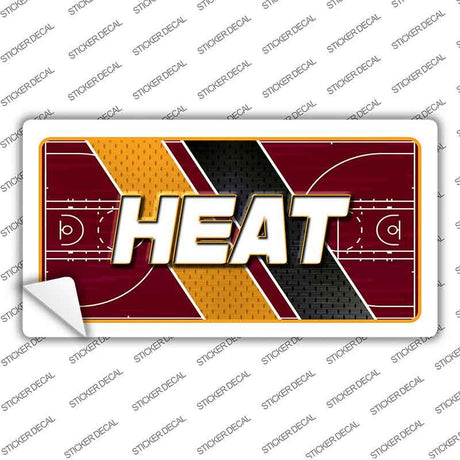 Decal with 'HEAT' text on a sports-themed background, featuring red, yellow, and black colors.