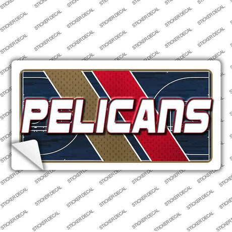 Sticker with 'Pelicans' text on a sports-themed background