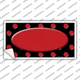 Red Black Polka Dot Red Center Oval Novelty Sticker Decal