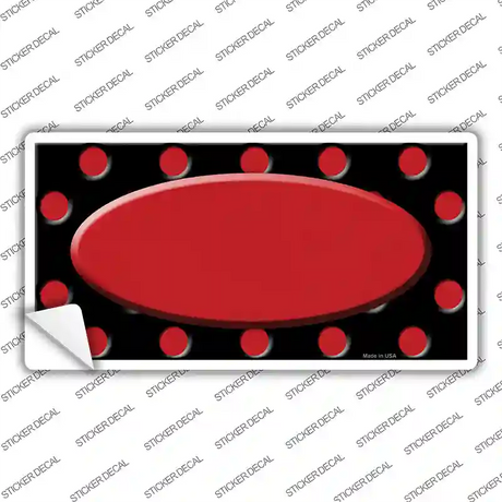 Red Black Polka Dot Red Center Oval Novelty Sticker Decal