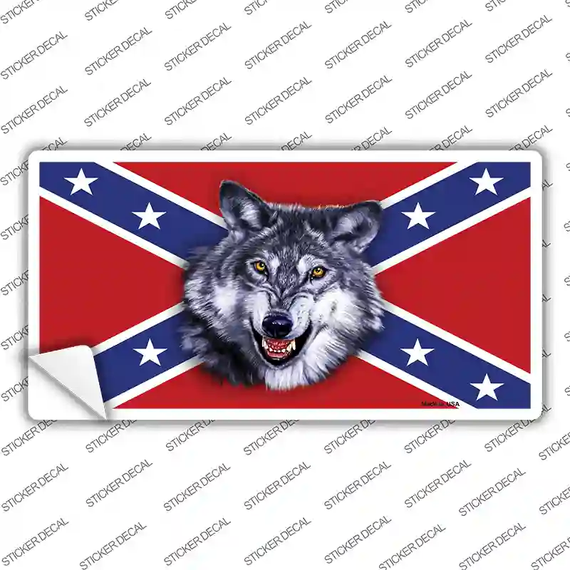 Confederate Flag Wolf Head Novelty Sticker Decal