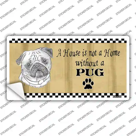 Pencil Sketch Pug Novelty Sticker Decal