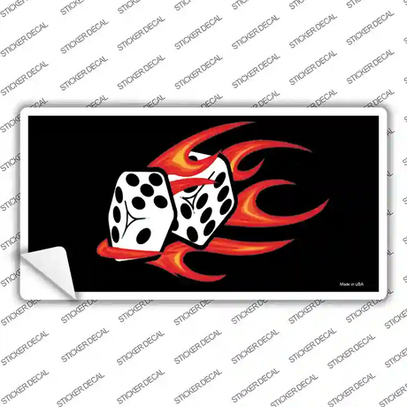 Red Hot Flaming Dice Novelty Sticker Decal