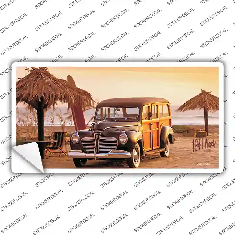 1941 Woody On The Beach Novelty Sticker Decal