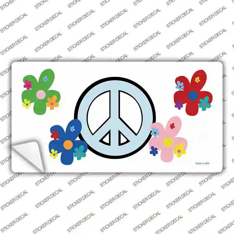 Peace Sign and Flowers Novelty Sticker Decal