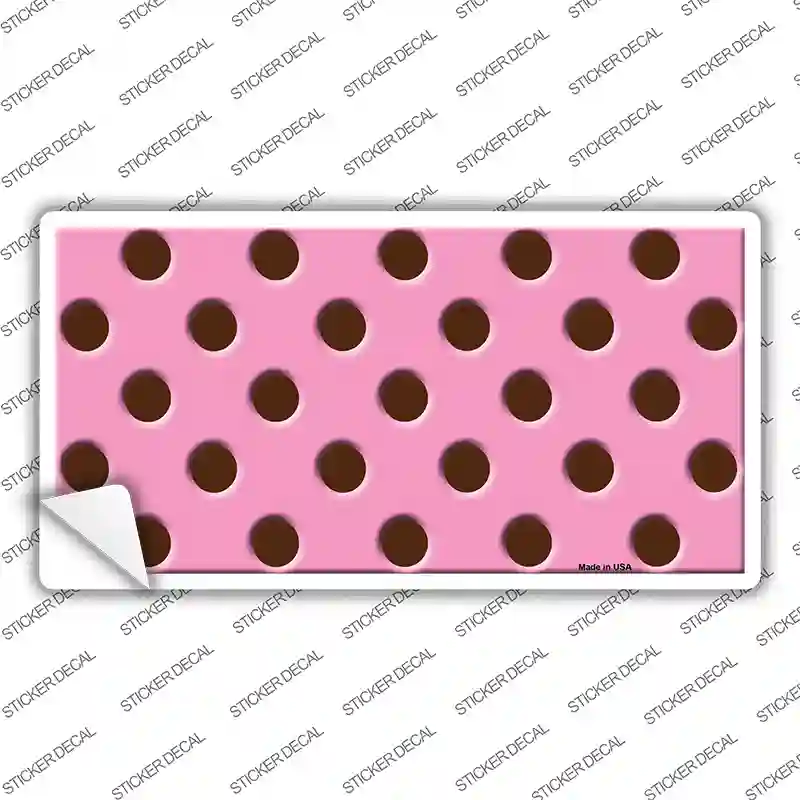 Chocolate Brown Polka Dots Pink Novelty Sticker Decal