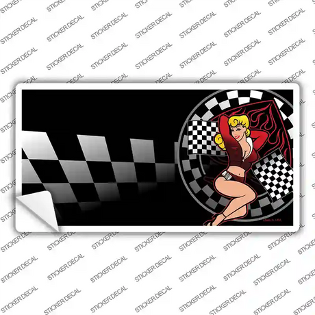 Racing Pin Up Girl Novelty Sticker Decal