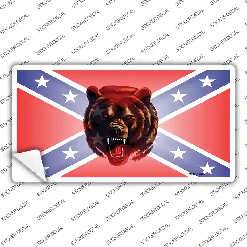Confederate Flag Grizzly Bear Novelty Sticker Decal