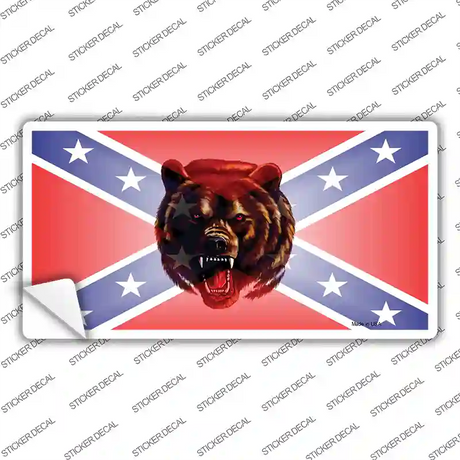 Confederate Flag Grizzly Bear Novelty Sticker Decal