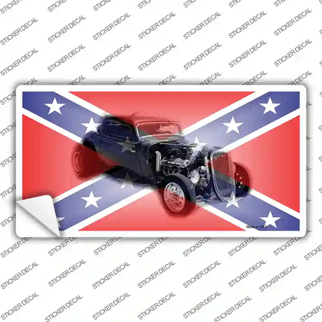 Confederate Flag Hot Rod Novelty Sticker Decal