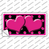 Hot Pink Black Polka Dot Hot Pink Center Hearts Novelty Sticker Decal