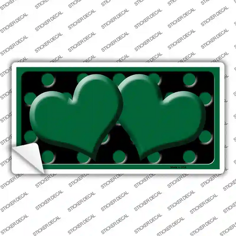 Green Black Polka Dot Green Center Hearts Novelty Sticker Decal