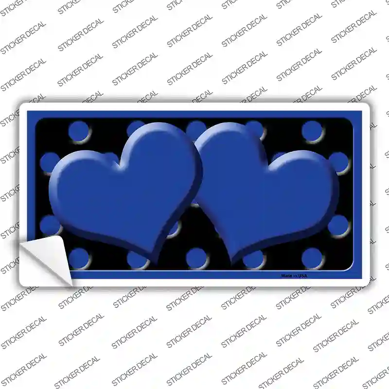 Blue Black Polka Dot Blue Center Hearts Novelty Sticker Decal