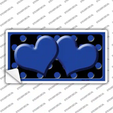 Blue Black Polka Dot Blue Center Hearts Novelty Sticker Decal