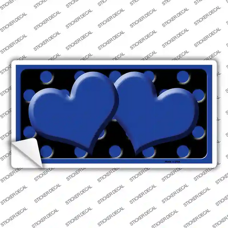 Blue Black Polka Dot Blue Center Hearts Novelty Sticker Decal