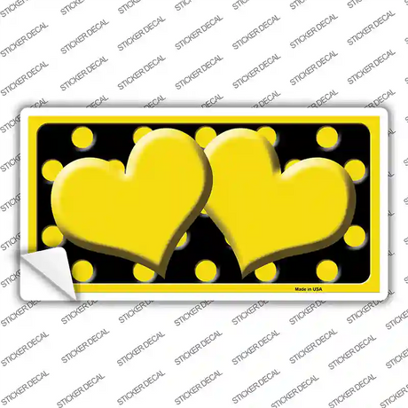 Yellow Black Polka Dot Yellow Center Hearts Novelty Sticker Decal