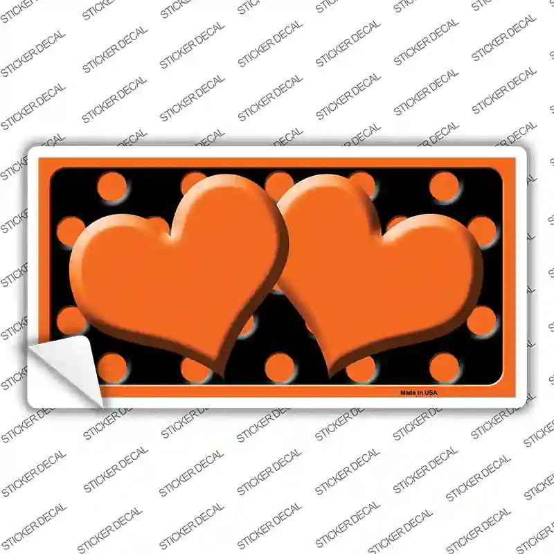 Orange Black Polka Dot Orange Center Hearts Novelty Sticker Decal