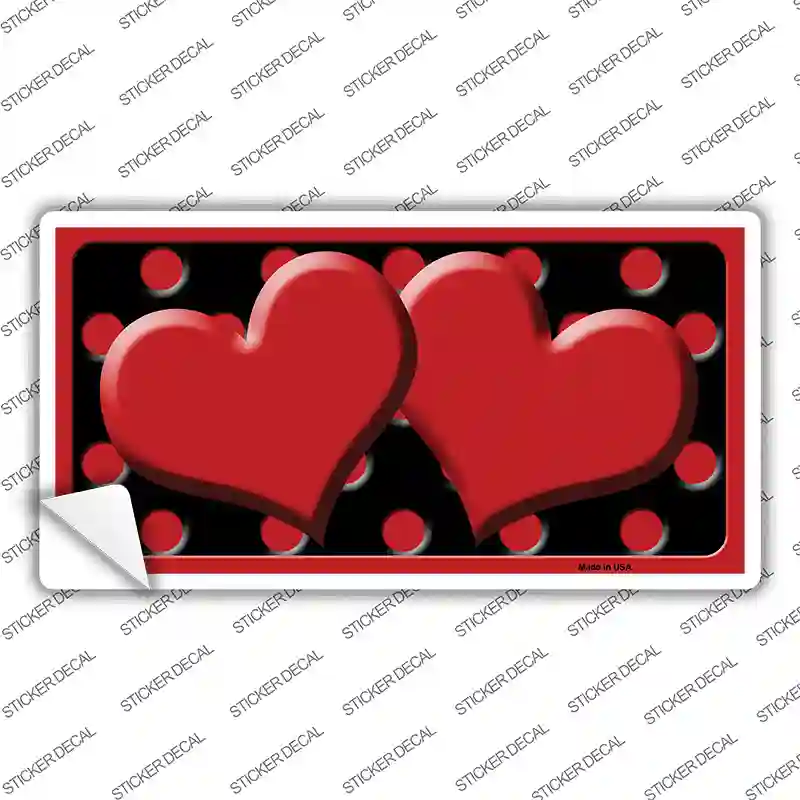 Red Black Polka Dot Red Center Hearts Novelty Sticker Decal