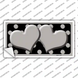 Grey Black Polka Dot Grey Center Hearts Novelty Sticker Decal