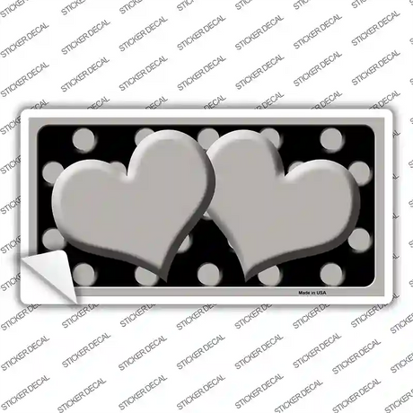 Grey Black Polka Dot Grey Center Hearts Novelty Sticker Decal