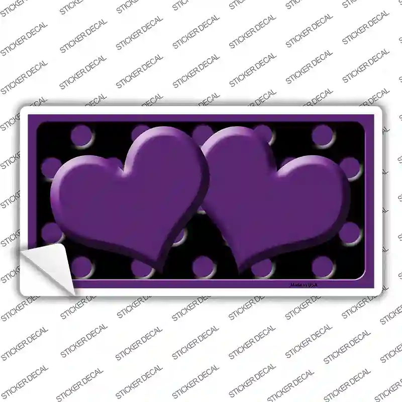 Purple Black Polka Dot Purple Center Hearts Novelty Sticker Decal