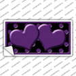 Purple Black Polka Dot Purple Center Hearts Novelty Sticker Decal