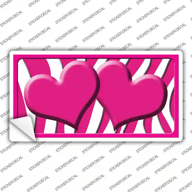 Hot Pink White Zebra Hot Pink Centered Hearts Novelty Sticker Decal