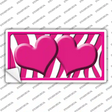 Hot Pink White Zebra Hot Pink Centered Hearts Novelty Sticker Decal