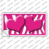 Hot Pink White Zebra Hot Pink Centered Hearts Novelty Sticker Decal