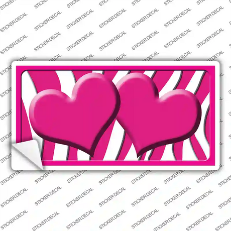 Hot Pink White Zebra Hot Pink Centered Hearts Novelty Sticker Decal