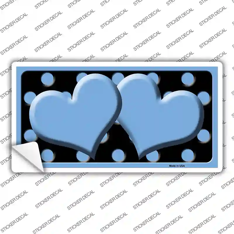Light Blue Black Polka Dot Light Blue Centered Hearts Novelty Sticker Decal