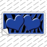 Blue Black Zebra Blue Centered Hearts Novelty Sticker Decal