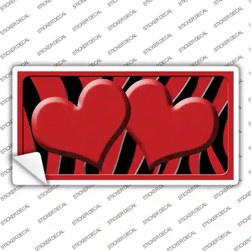 Red Black Zebra Red Centered Hearts Novelty Sticker Decal