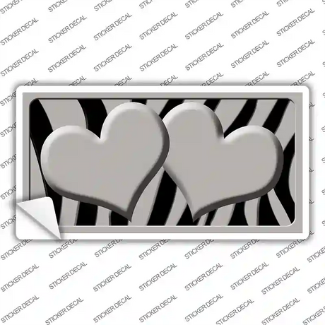 Grey Black Zebra Grey Centered Hearts Novelty Sticker Decal