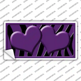 Purple Black Zebra Purple Centered Hearts Novelty Sticker Decal