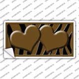 Brown Black Zebra Brown Centered Hearts Novelty Sticker Decal