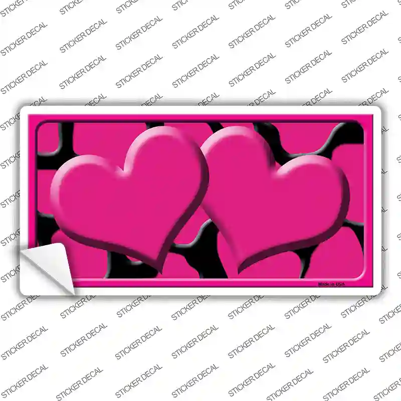 Pink Black Giraffe Pink Centered Hearts Novelty Sticker Decal