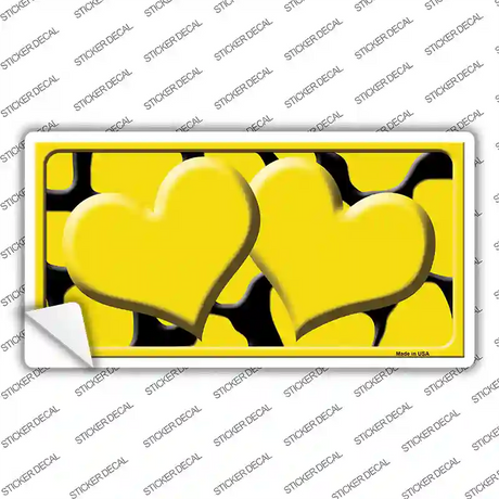 Yellow Black Giraffe Yellow Centered Hearts Novelty Sticker Decal