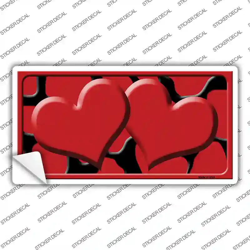 Red Black Giraffe Red Centered Hearts Novelty Sticker Decal