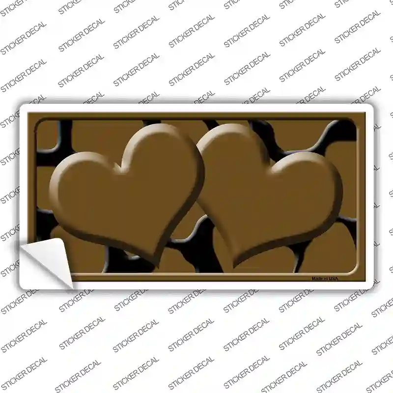 Brown Black Giraffe Brown Centered Hearts Novelty Sticker Decal