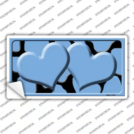 Light Blue Black Giraffe Light Blue Centered Hearts Novelty Sticker Decal