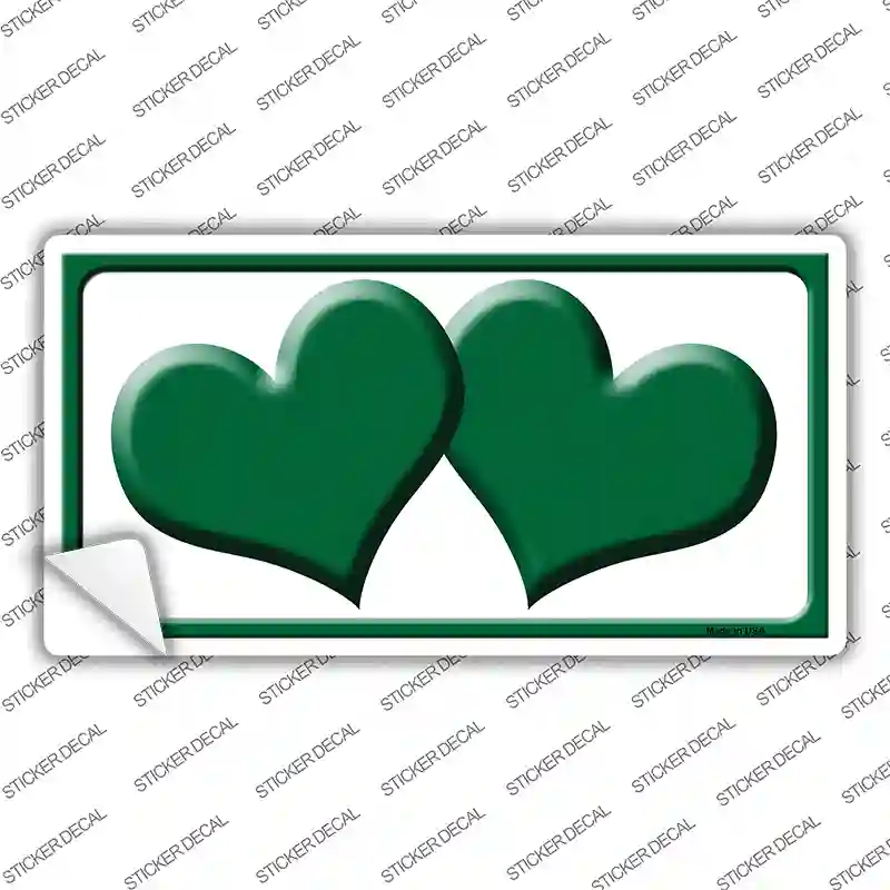 Solid Green Centered Hearts White Novelty Sticker Decal