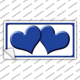Solid Blue Centered Hearts White Novelty Sticker Decal