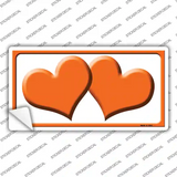 Solid Orange Centered Hearts White Novelty Sticker Decal