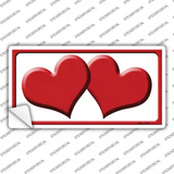 Solid Red Centered Hearts White Novelty Sticker Decal