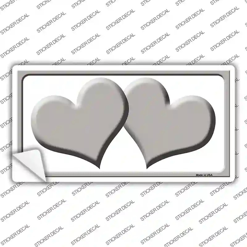 Solid Grey Centered Hearts White Novelty Sticker Decal
