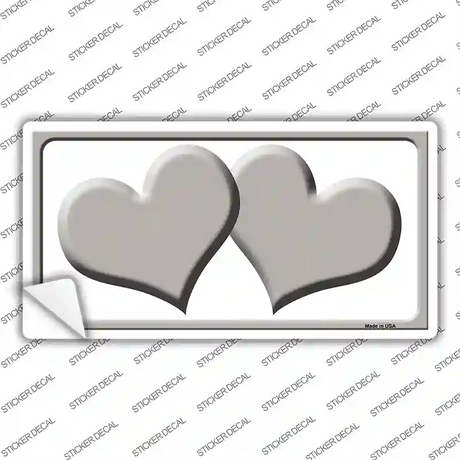 Solid Grey Centered Hearts White Novelty Sticker Decal