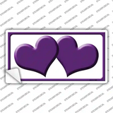 Solid Purple Centered Hearts White Novelty Sticker Decal