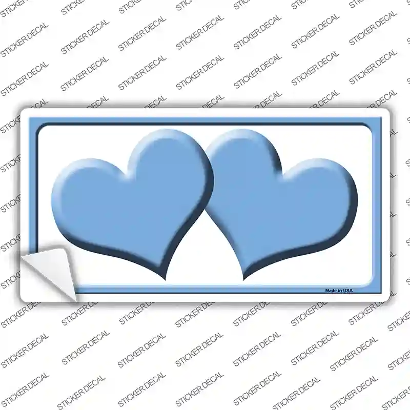 Solid Light Blue Centered Hearts White Novelty Sticker Decal