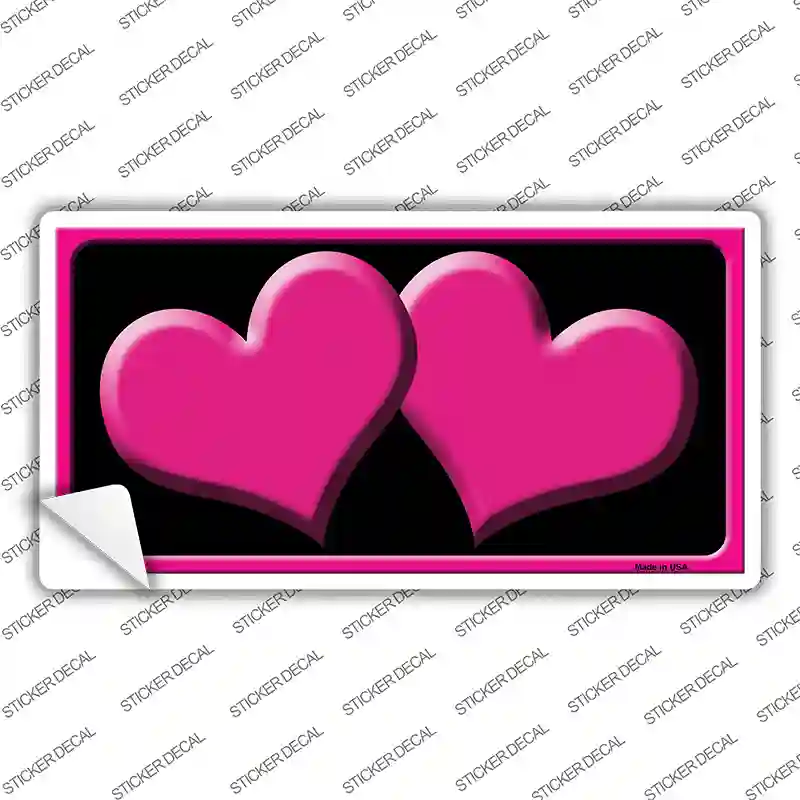 Solid Pink Centered Hearts Black Novelty Sticker Decal